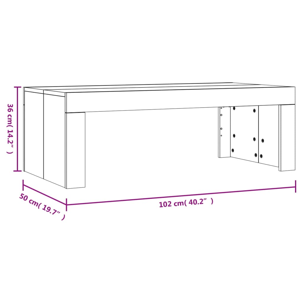 vidaXL Mesa de centro madera de ingeniería roble Sonoma 102x50x36 cm