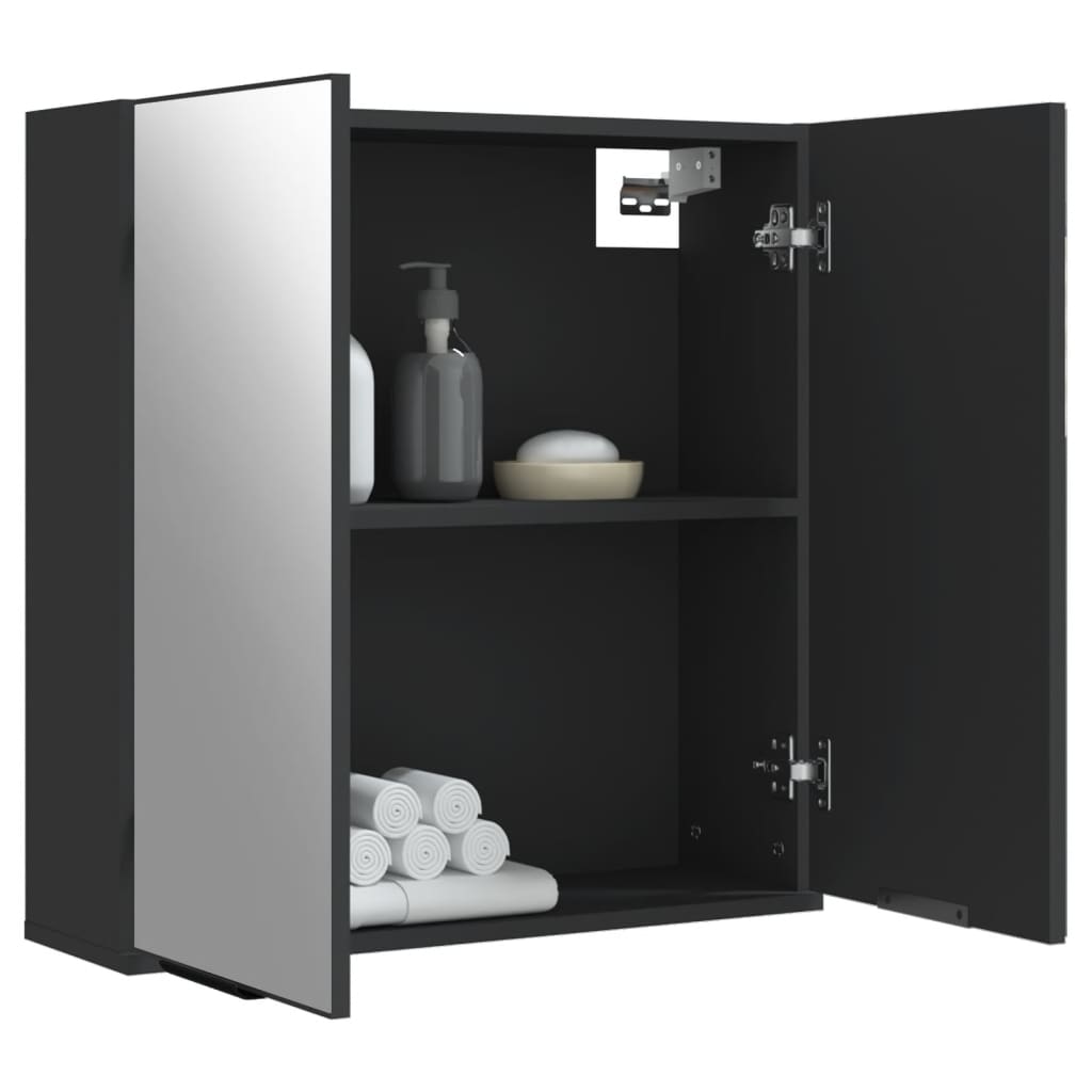 vidaXL Armario de baño con espejo madera ingeniería negro 64x20x67 cm