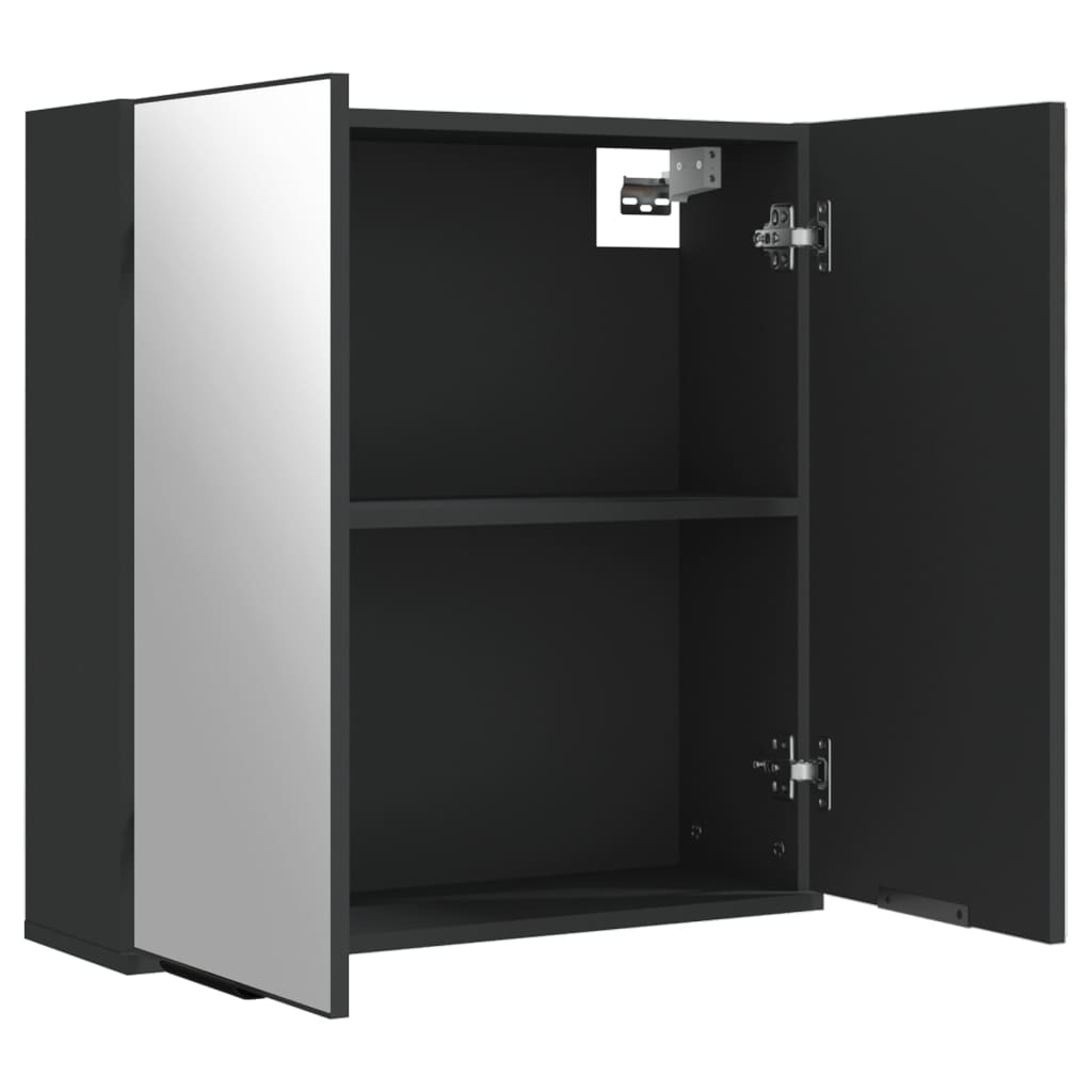 vidaXL Armario de baño con espejo madera ingeniería negro 64x20x67 cm