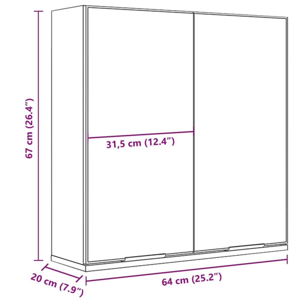 vidaXL Armario de baño con espejo madera ingeniería negro 64x20x67 cm