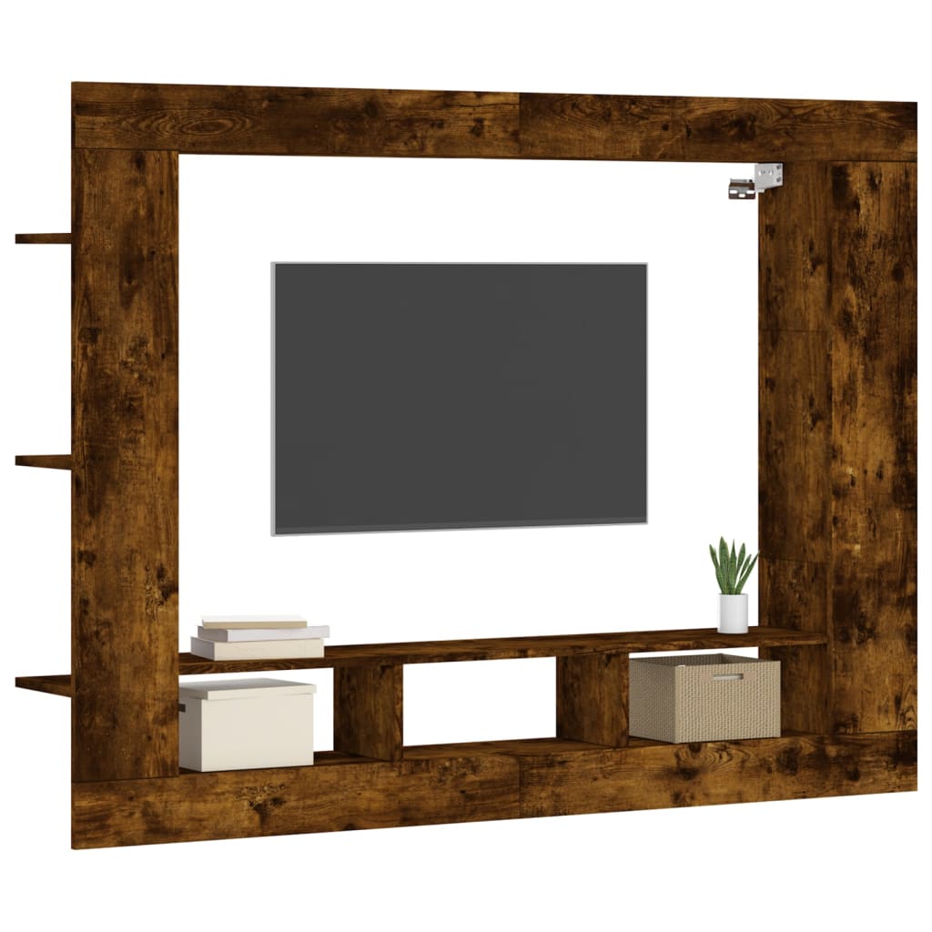 vidaXL Mueble para TV madera de ingeniería roble ahumado 152x22x113 cm