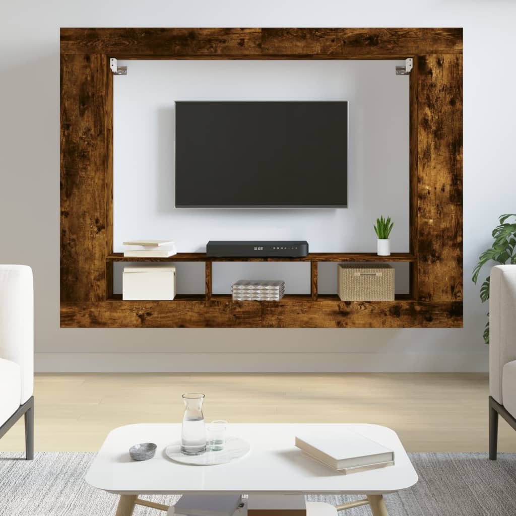 vidaXL Mueble para TV madera de ingeniería roble ahumado 152x22x113 cm