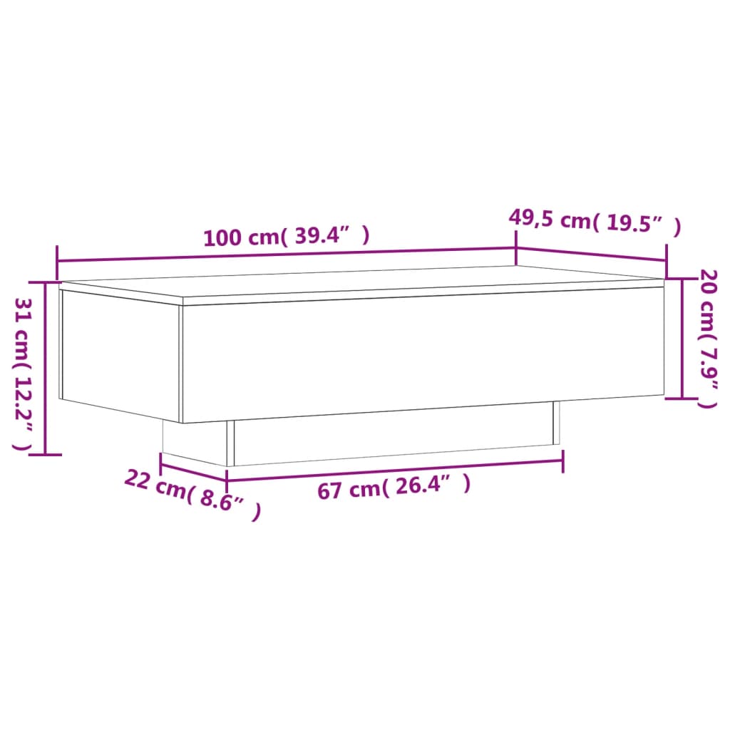 vidaXL Mesa de centro madera de ingeniería blanco 100x49,5x31 cm