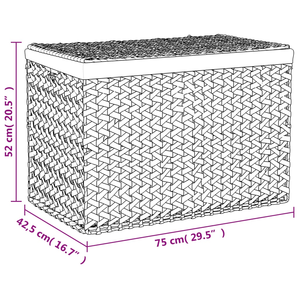 vidaXL Cesto de ropa sucia con 3 secciones jacinto agua 75x42,5x52 cm