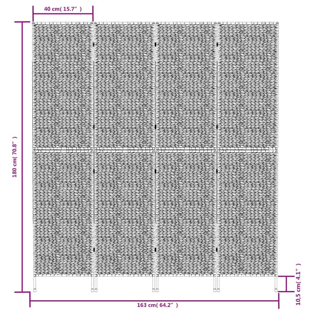 vidaXL Biombo de 4 paneles jacinto de agua marrón 163x180 cm