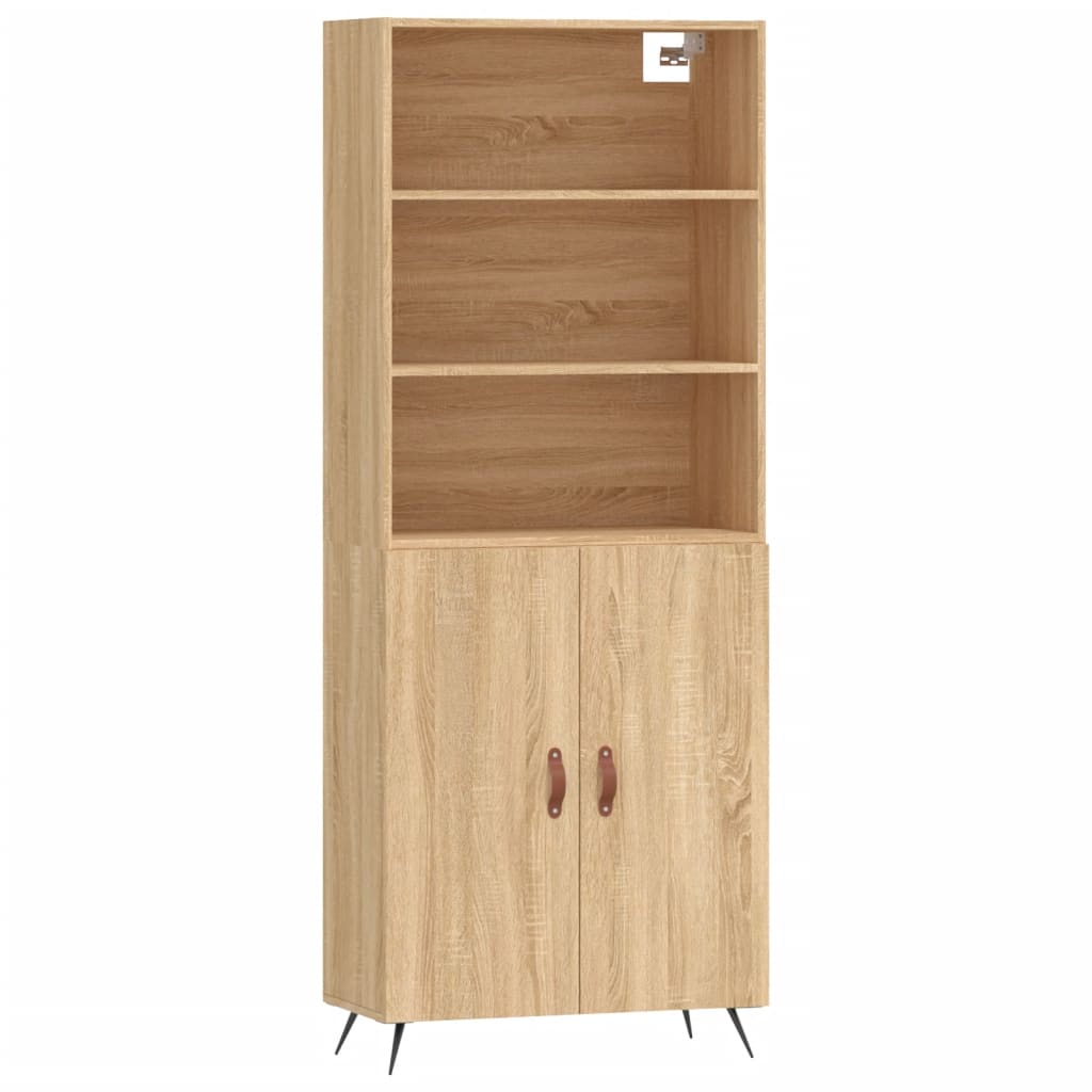 vidaXL Aparador alto madera contrachapada color roble 69,5x34x180 cm