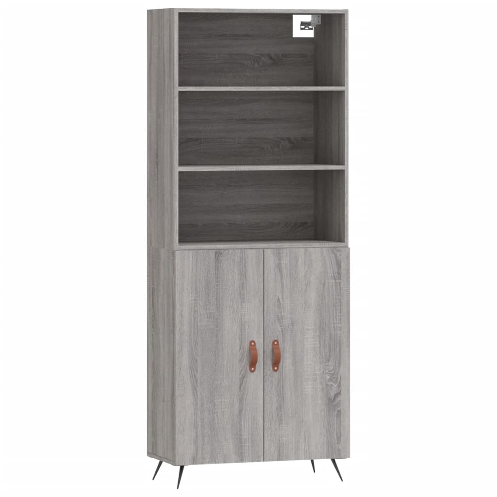 vidaXL Aparador alto madera contrachapada gris sonoma 69,5x34x180 cm