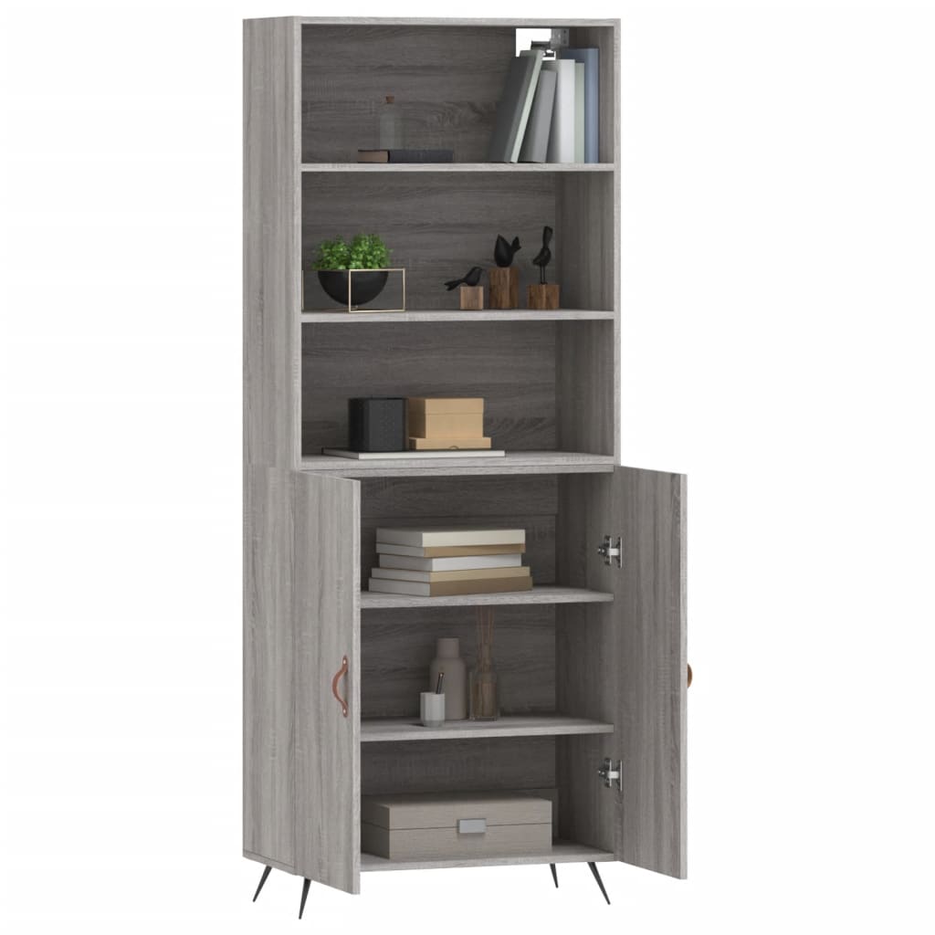 vidaXL Aparador alto madera contrachapada gris sonoma 69,5x34x180 cm