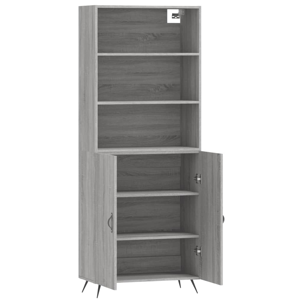 vidaXL Aparador alto madera contrachapada gris sonoma 69,5x34x180 cm