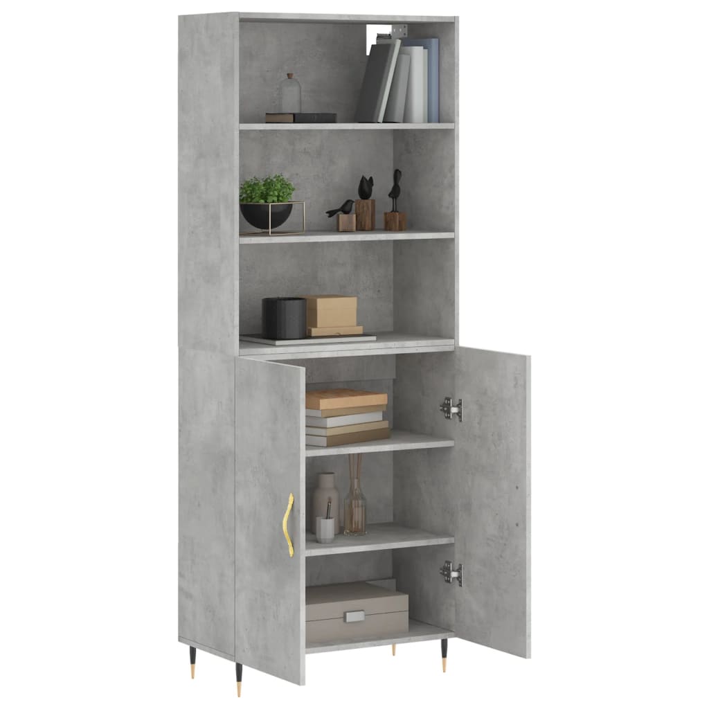 vidaXL Aparador alto madera contrachapada gris hormigón 69,5x34x180 cm