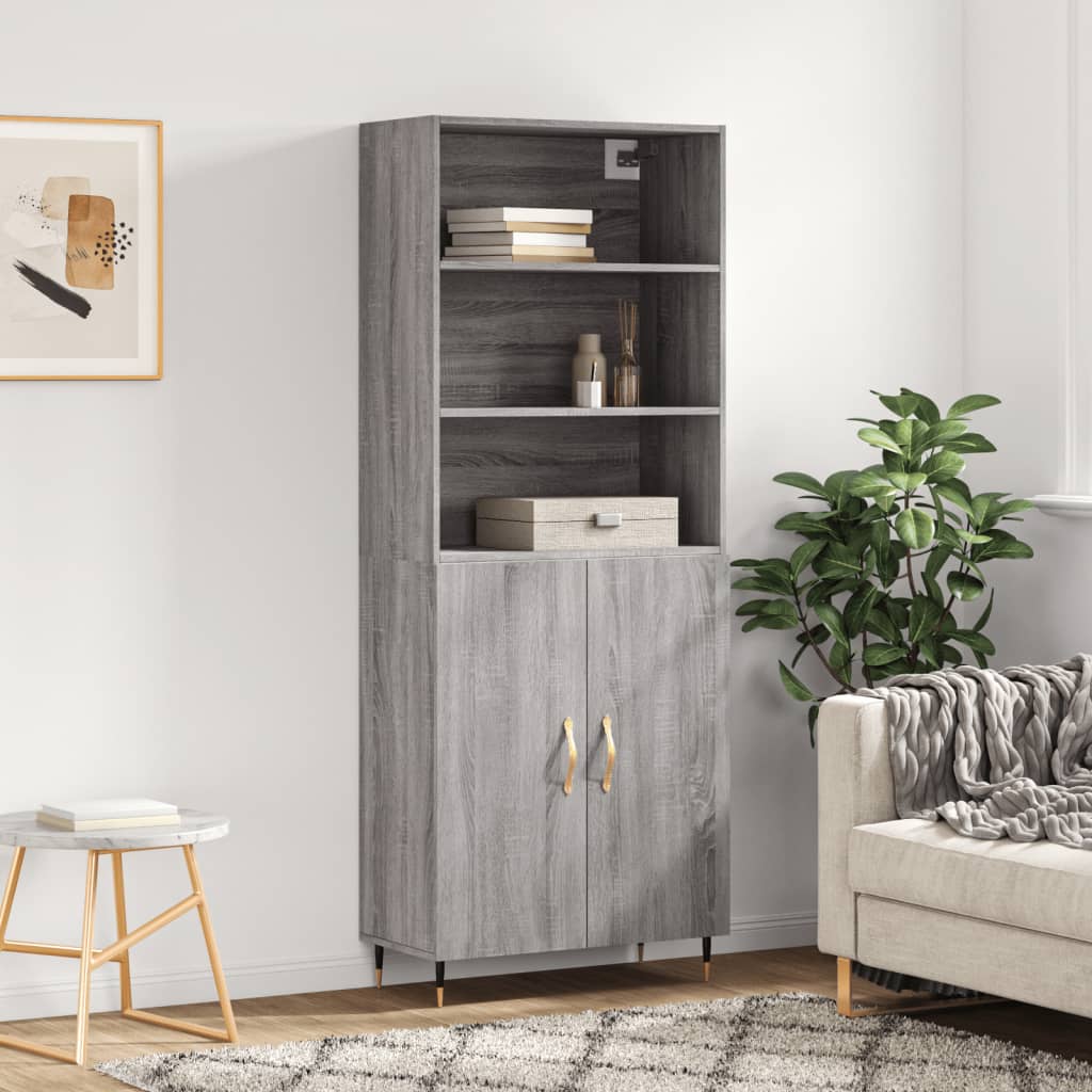 vidaXL Aparador alto madera contrachapada gris sonoma 69,5x34x180 cm