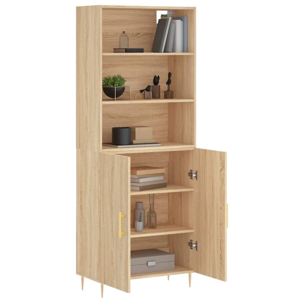 vidaXL Aparador alto madera contrachapada color roble 69,5x34x180 cm