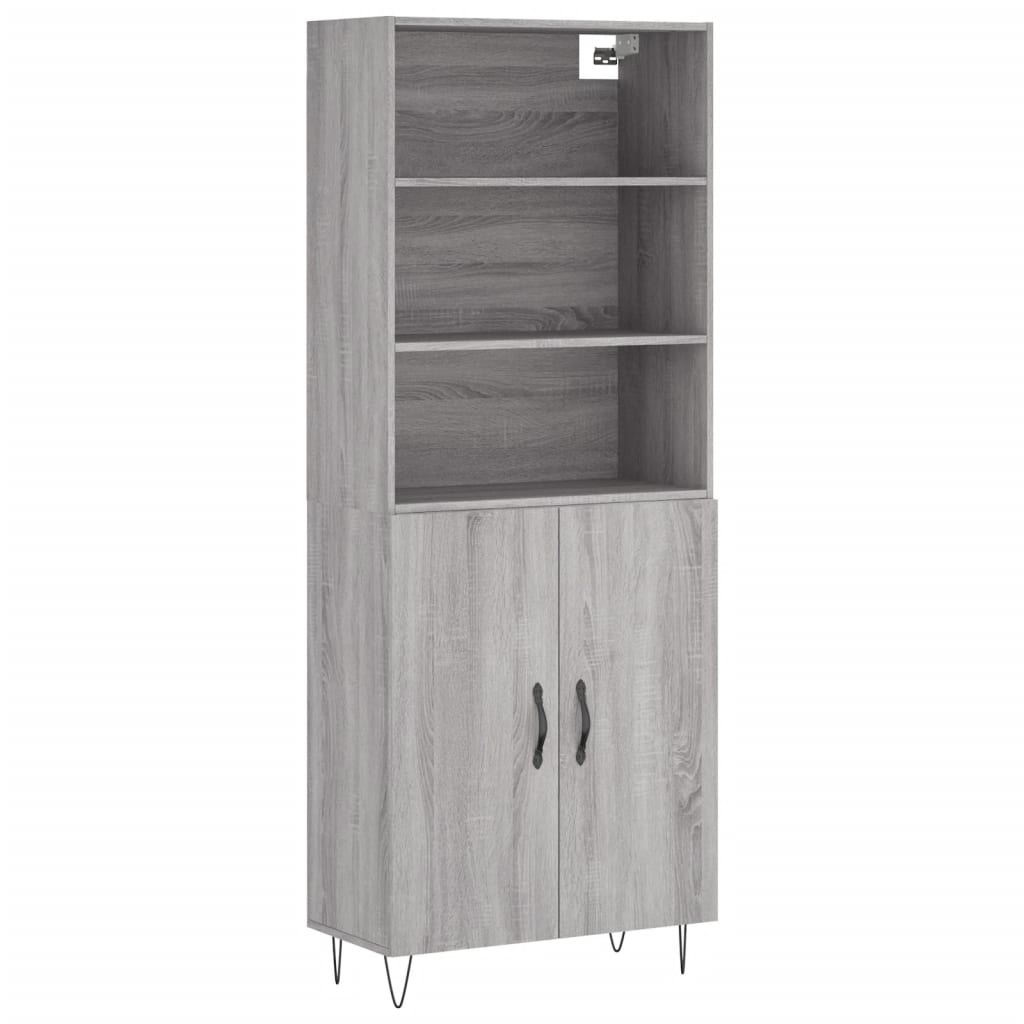 vidaXL Aparador alto madera contrachapada gris sonoma 69,5x34x180 cm