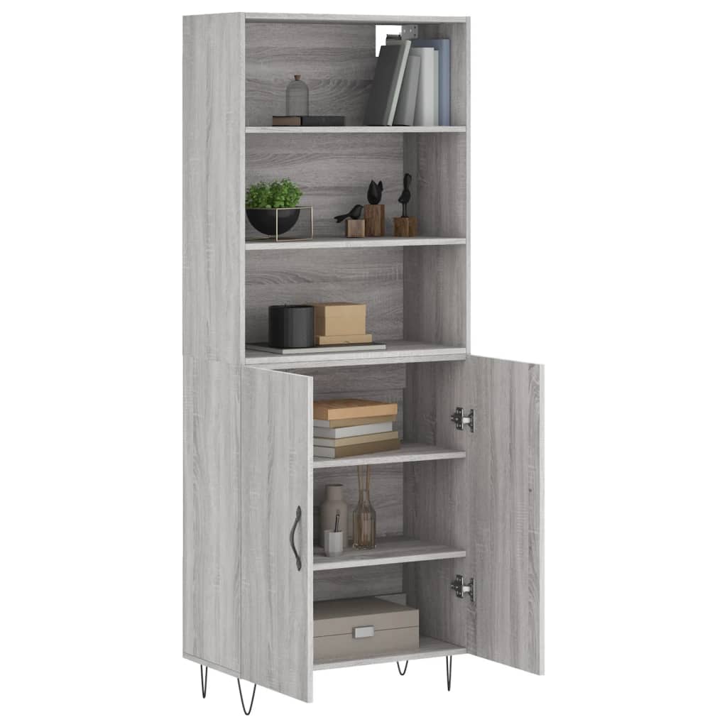 vidaXL Aparador alto madera contrachapada gris sonoma 69,5x34x180 cm