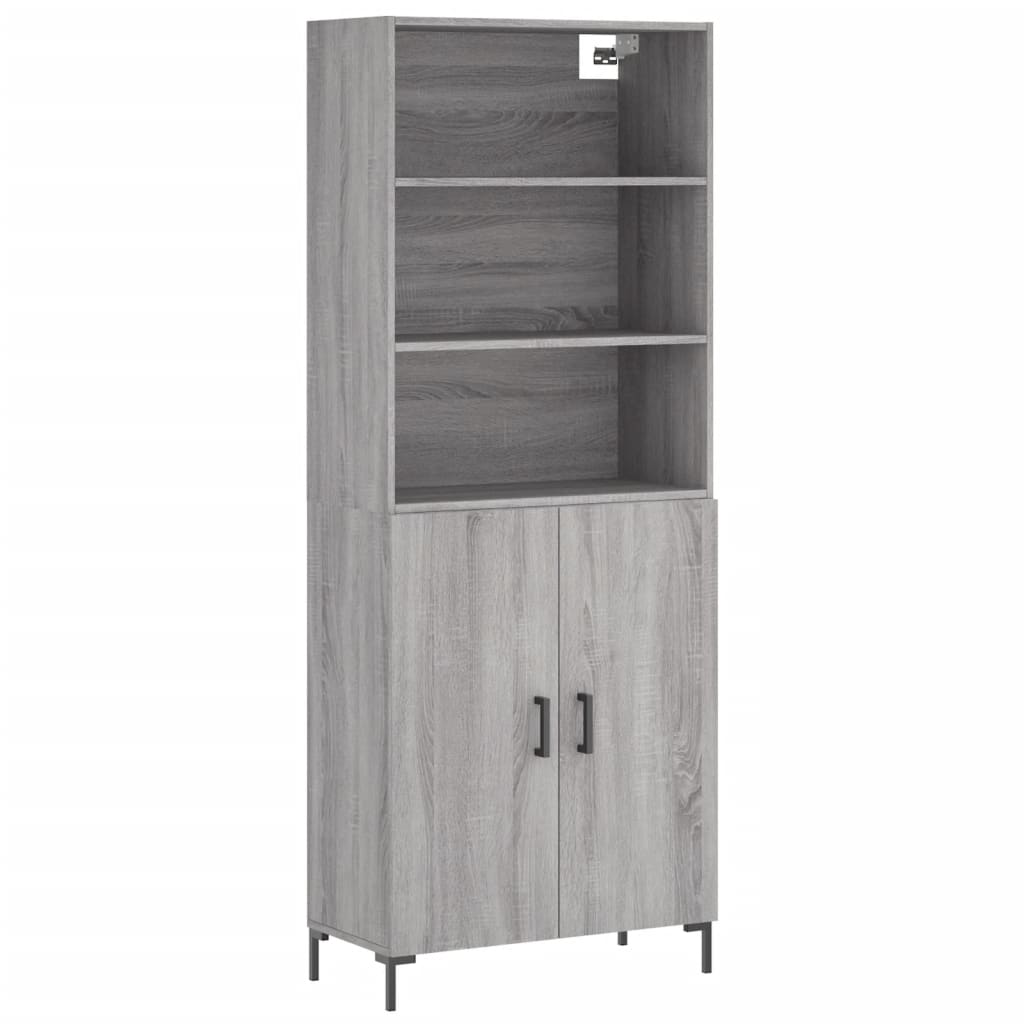 vidaXL Aparador alto madera contrachapada gris sonoma 69,5x34x180 cm