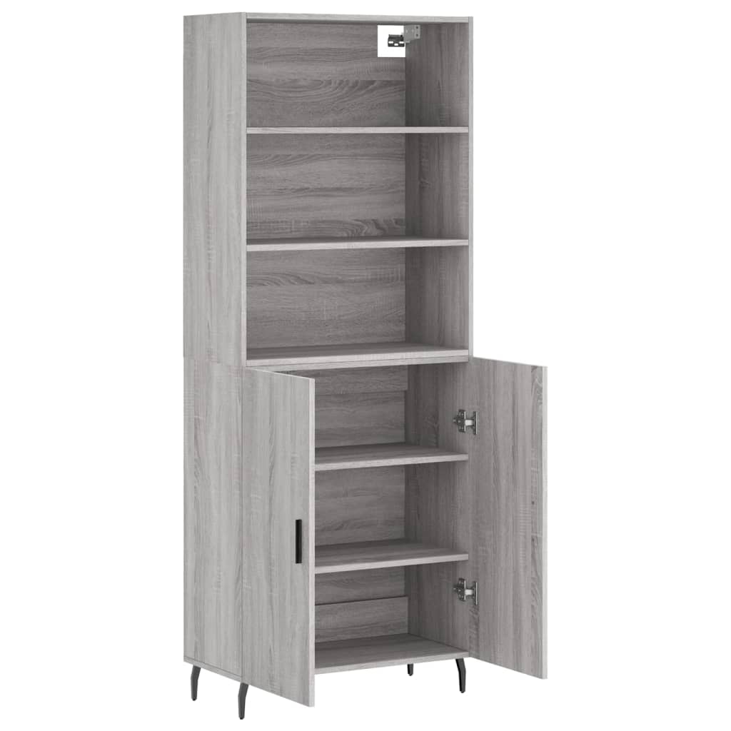 vidaXL Aparador alto madera contrachapada gris sonoma 69,5x34x180 cm