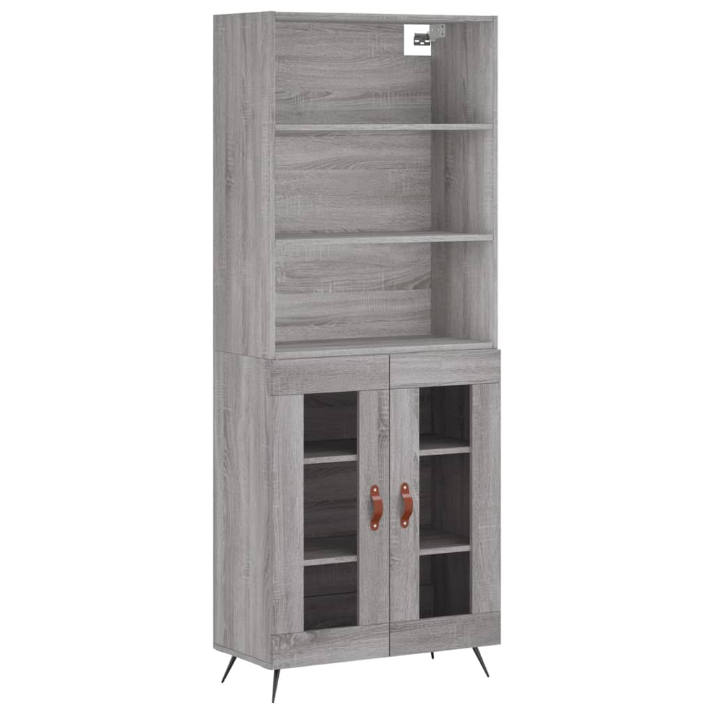 vidaXL Aparador alto madera contrachapada gris sonoma 69,5x34x180 cm