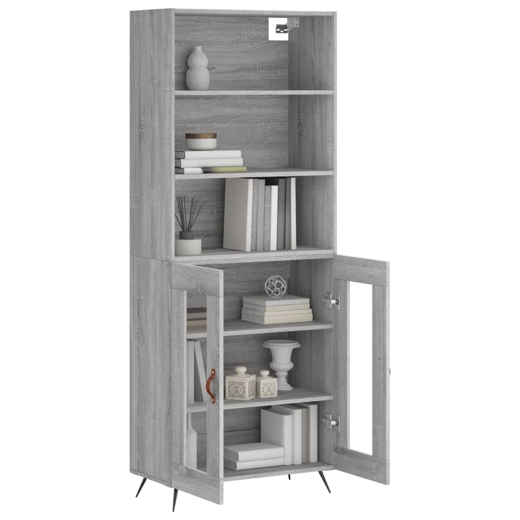 vidaXL Aparador alto madera contrachapada gris sonoma 69,5x34x180 cm