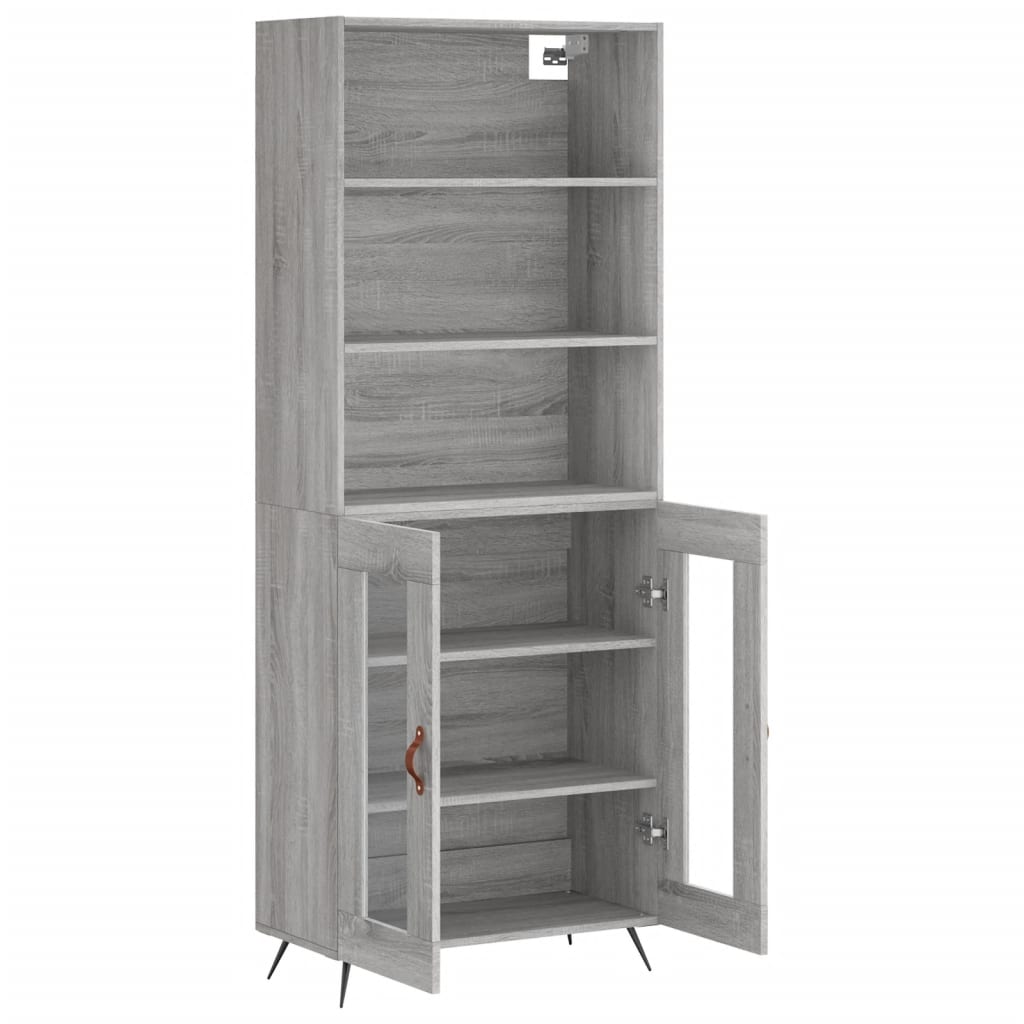 vidaXL Aparador alto madera contrachapada gris sonoma 69,5x34x180 cm