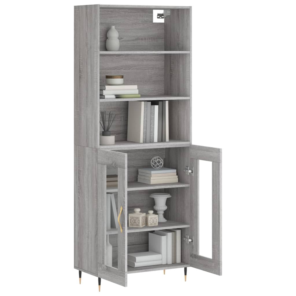 vidaXL Aparador alto madera contrachapada gris sonoma 69,5x34x180 cm