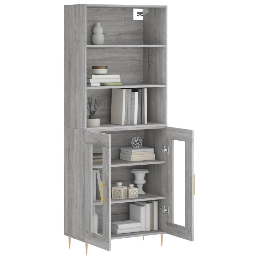 vidaXL Aparador alto madera contrachapada gris sonoma 69,5x34x180 cm