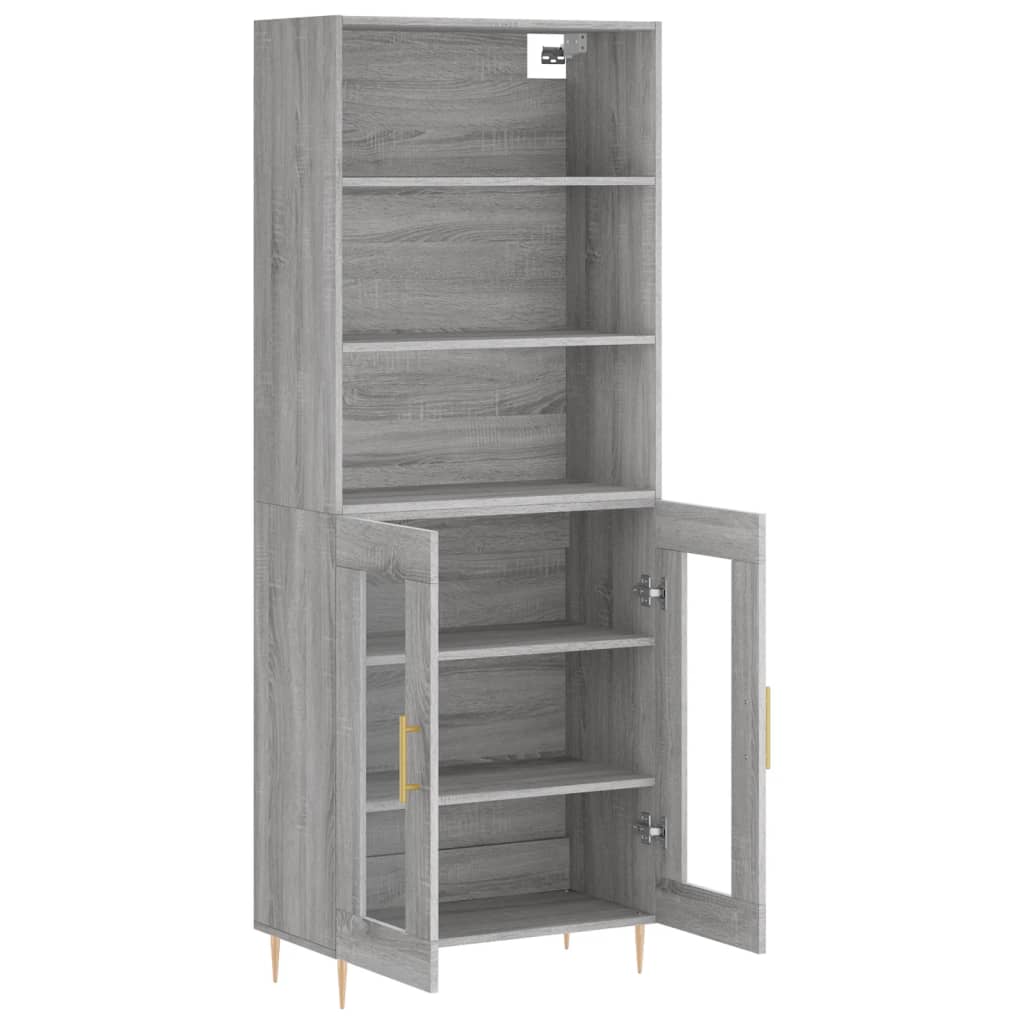 vidaXL Aparador alto madera contrachapada gris sonoma 69,5x34x180 cm