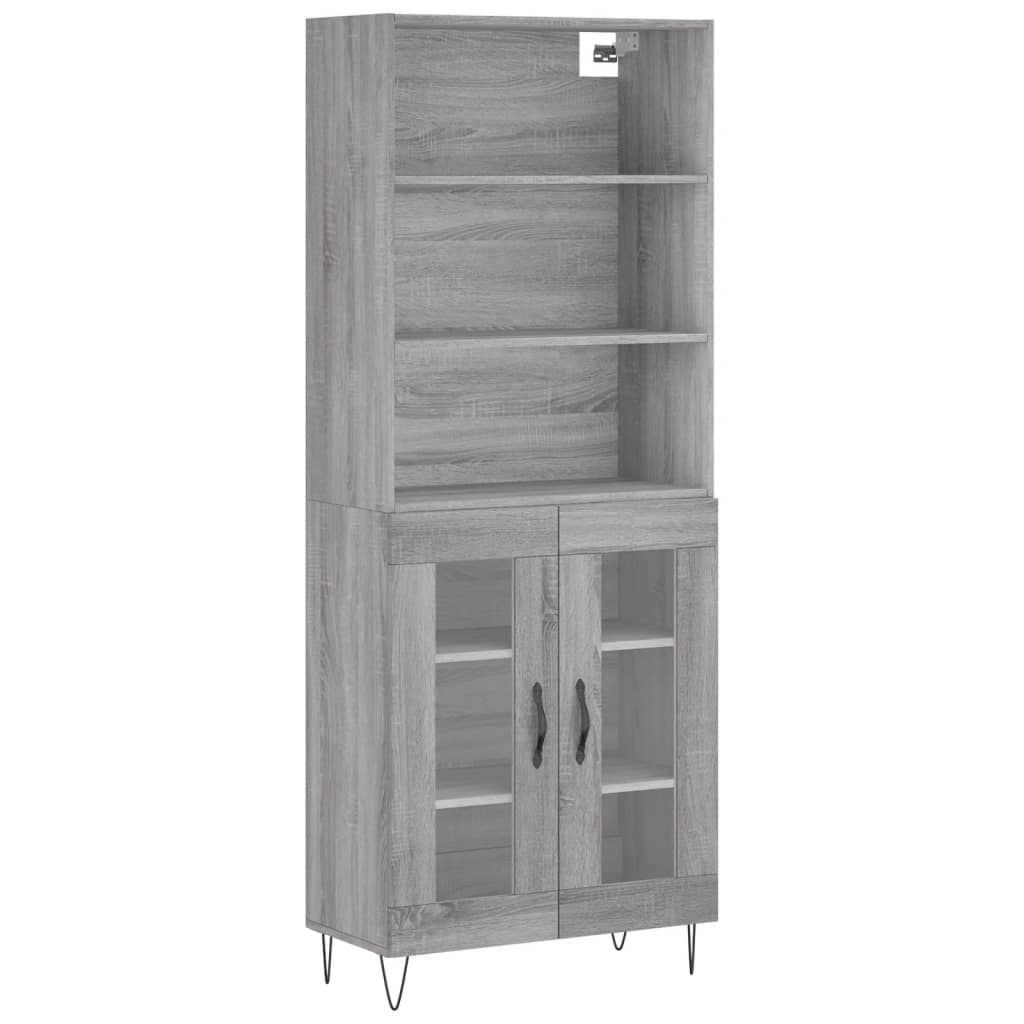 vidaXL Aparador alto madera contrachapada gris sonoma 69,5x34x180 cm