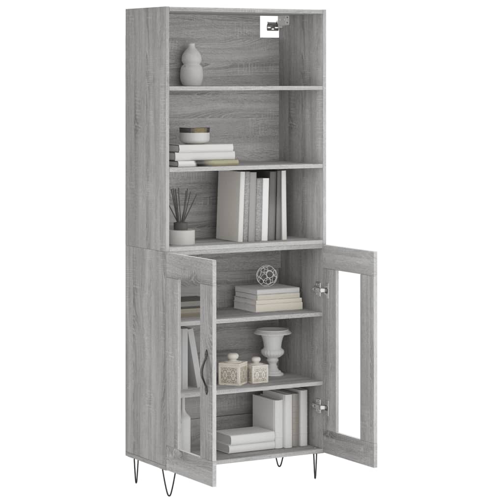 vidaXL Aparador alto madera contrachapada gris sonoma 69,5x34x180 cm