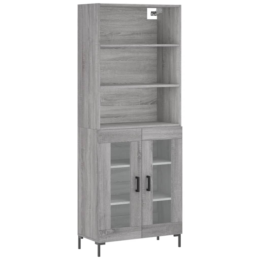 vidaXL Aparador alto madera contrachapada gris sonoma 69,5x34x180 cm