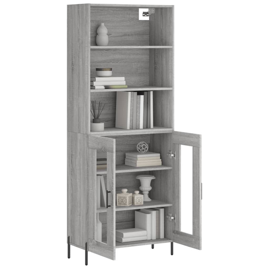 vidaXL Aparador alto madera contrachapada gris sonoma 69,5x34x180 cm