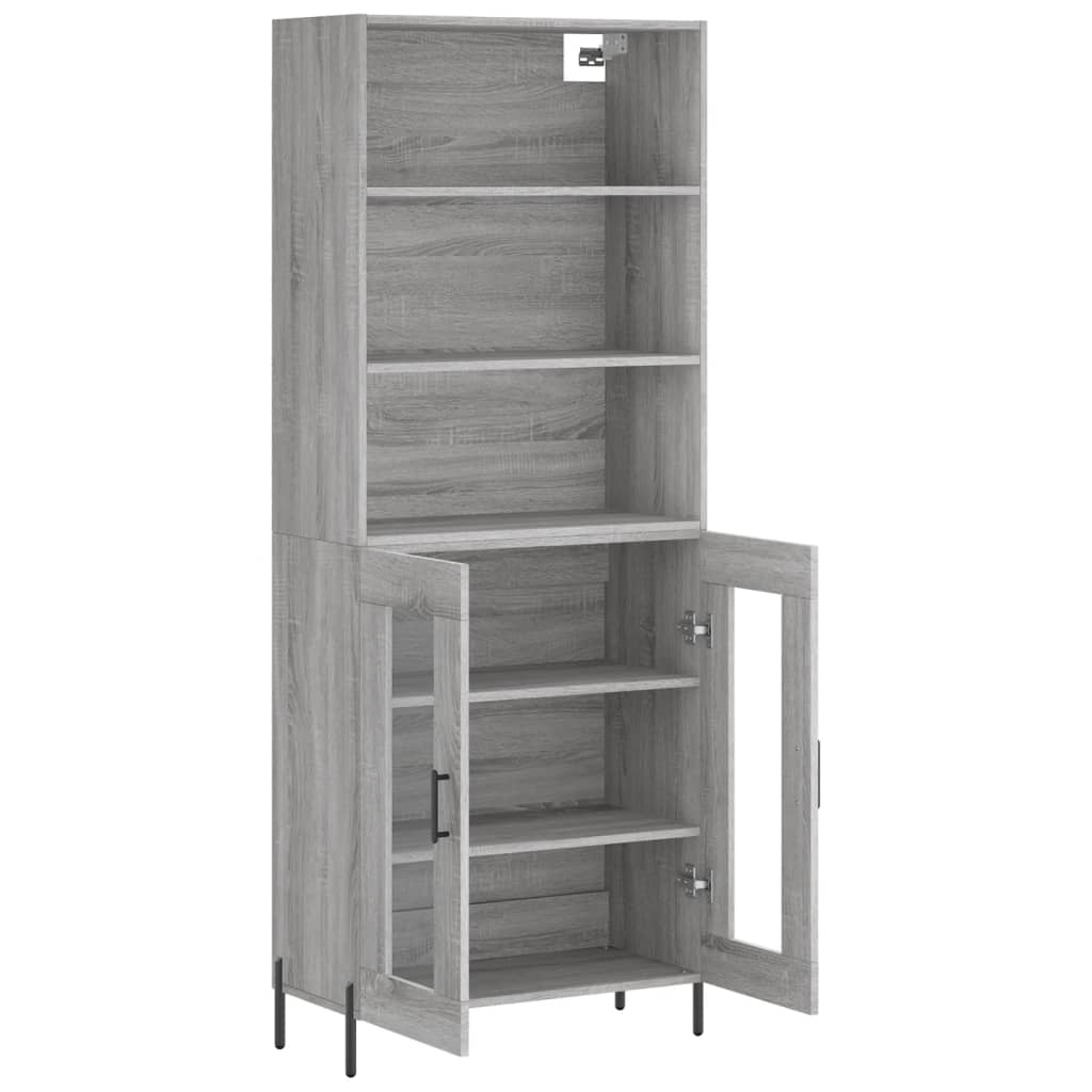 vidaXL Aparador alto madera contrachapada gris sonoma 69,5x34x180 cm