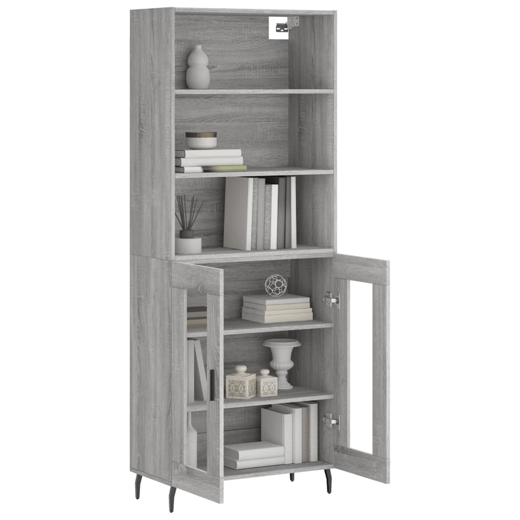 vidaXL Aparador alto madera contrachapada gris sonoma 69,5x34x180 cm