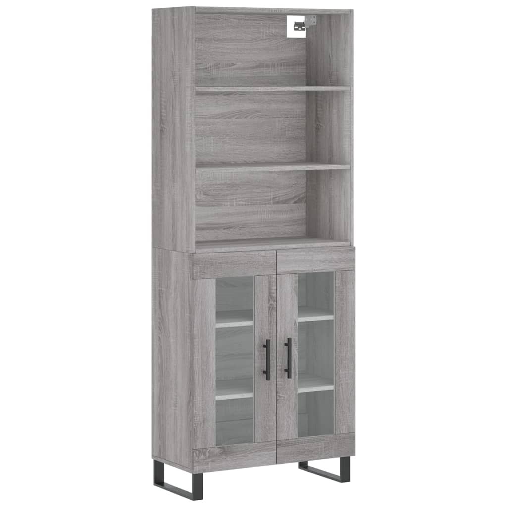 vidaXL Aparador alto madera contrachapada gris sonoma 69,5x34x180 cm