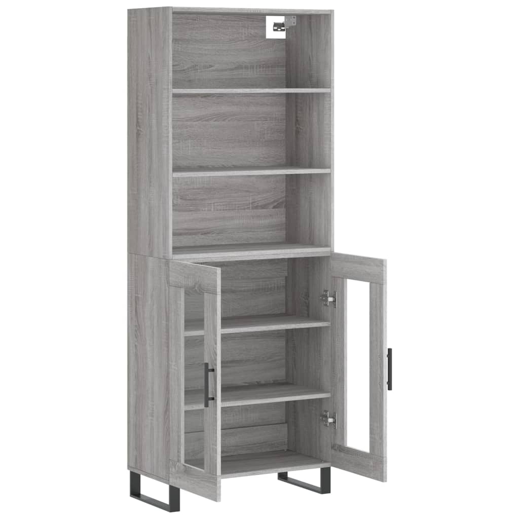 vidaXL Aparador alto madera contrachapada gris sonoma 69,5x34x180 cm