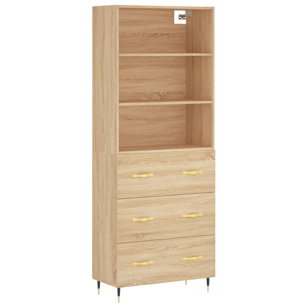 vidaXL Aparador alto madera contrachapada color roble 69,5x34x180 cm