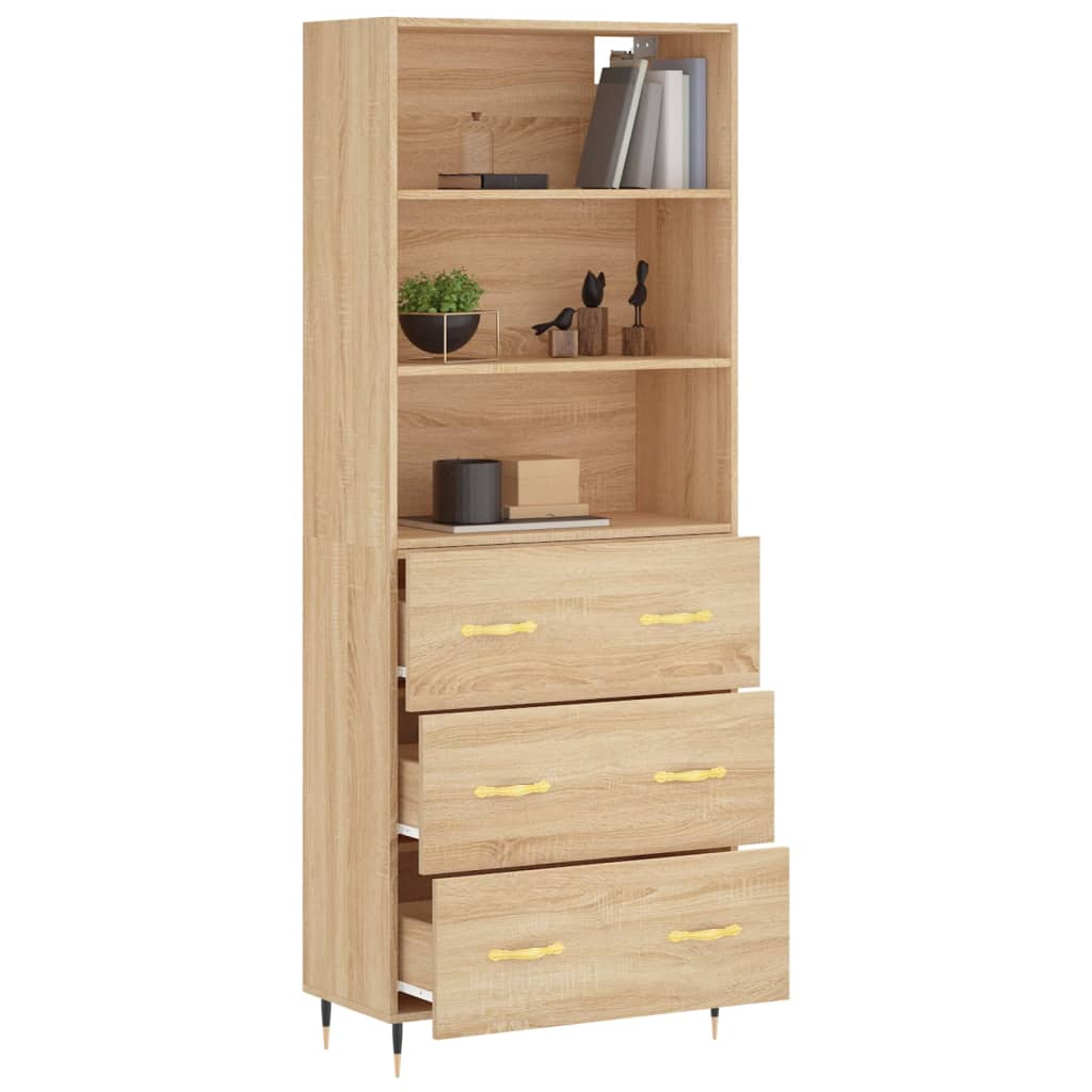 vidaXL Aparador alto madera contrachapada color roble 69,5x34x180 cm