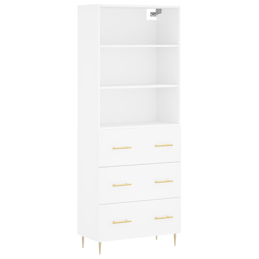 vidaXL Aparador alto madera contrachapada blanco 69,5x34x180 cm