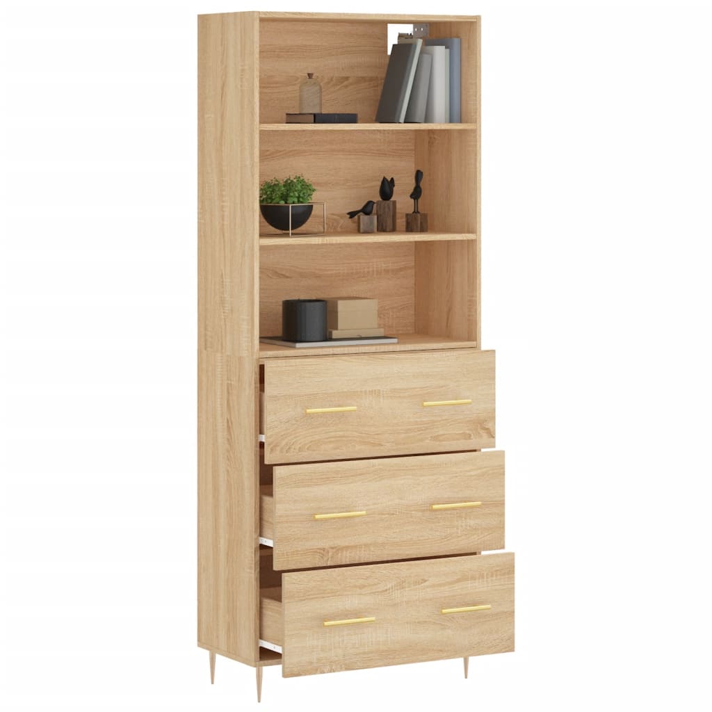 vidaXL Aparador alto madera contrachapada color roble 69,5x34x180 cm