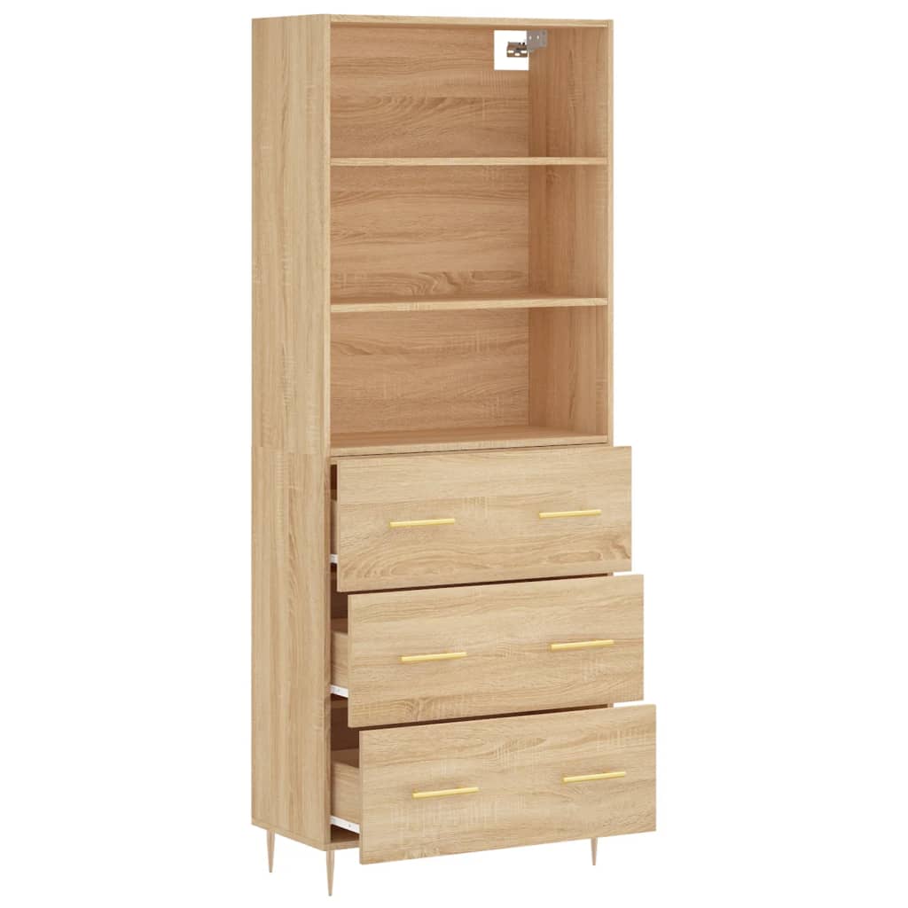 vidaXL Aparador alto madera contrachapada color roble 69,5x34x180 cm