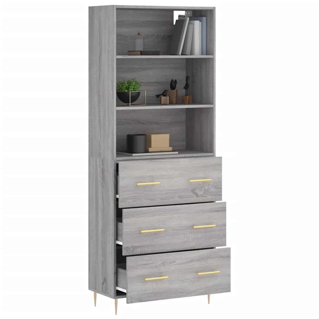 vidaXL Aparador alto madera contrachapada gris sonoma 69,5x34x180 cm