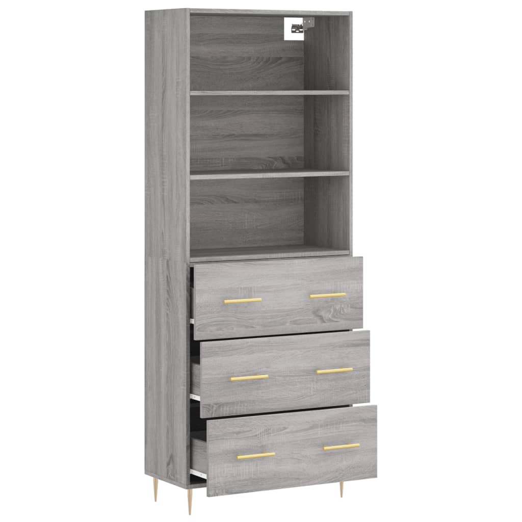 vidaXL Aparador alto madera contrachapada gris sonoma 69,5x34x180 cm