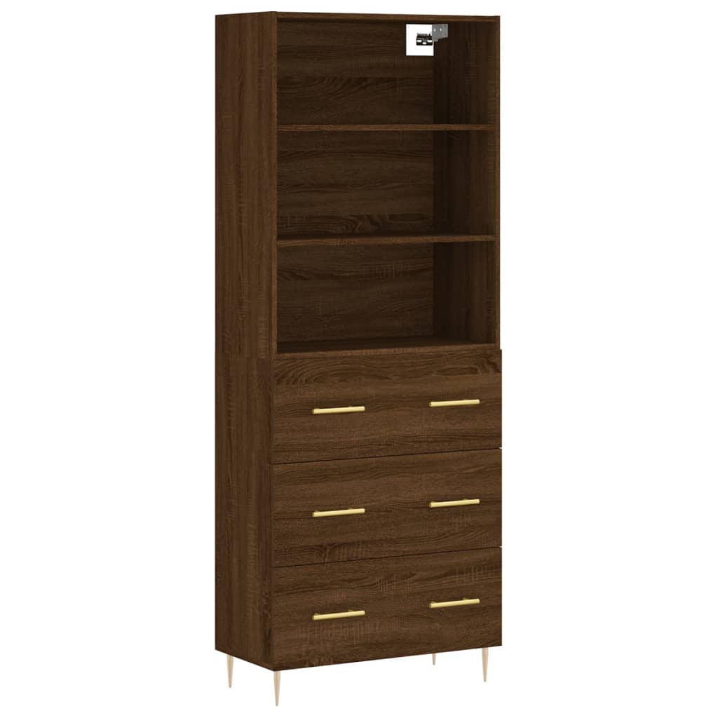 vidaXL Aparador alto madera contrachapada marrón roble 69,5x34x180 cm