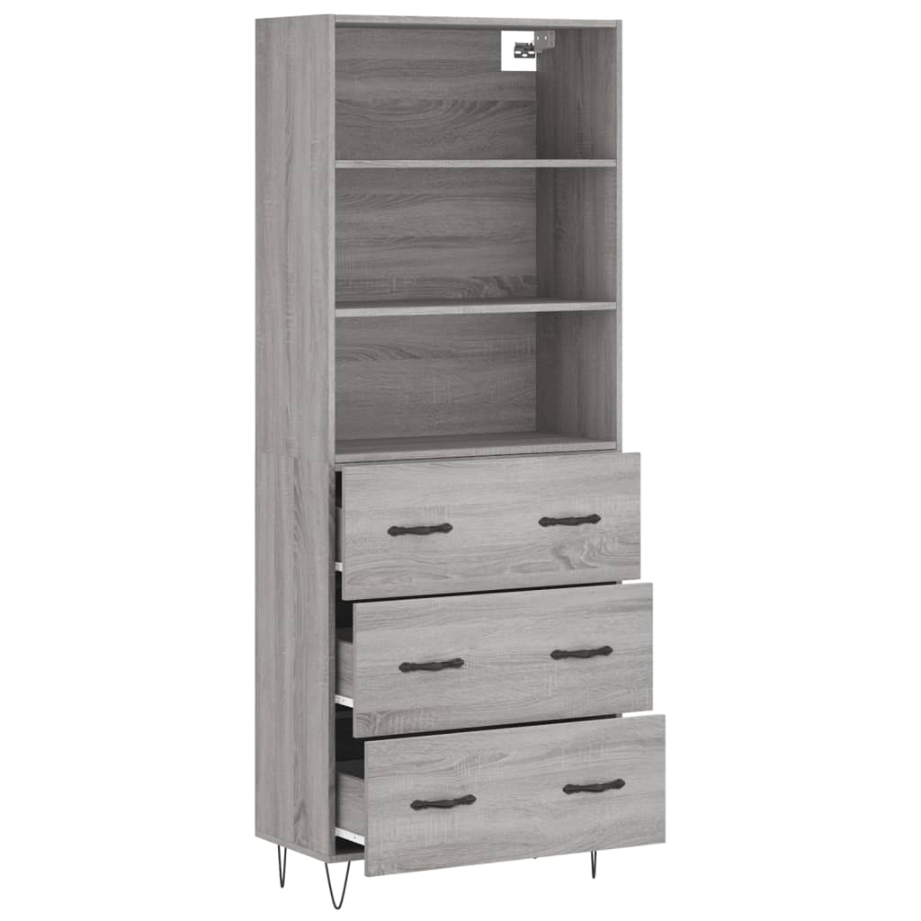 vidaXL Aparador alto madera contrachapada gris sonoma 69,5x34x180 cm