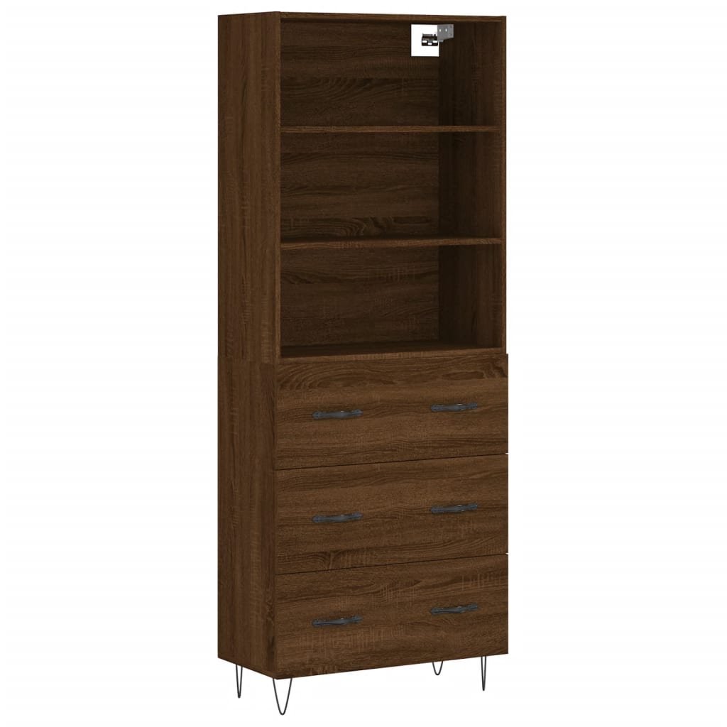 vidaXL Aparador alto madera contrachapada marrón roble 69,5x34x180 cm