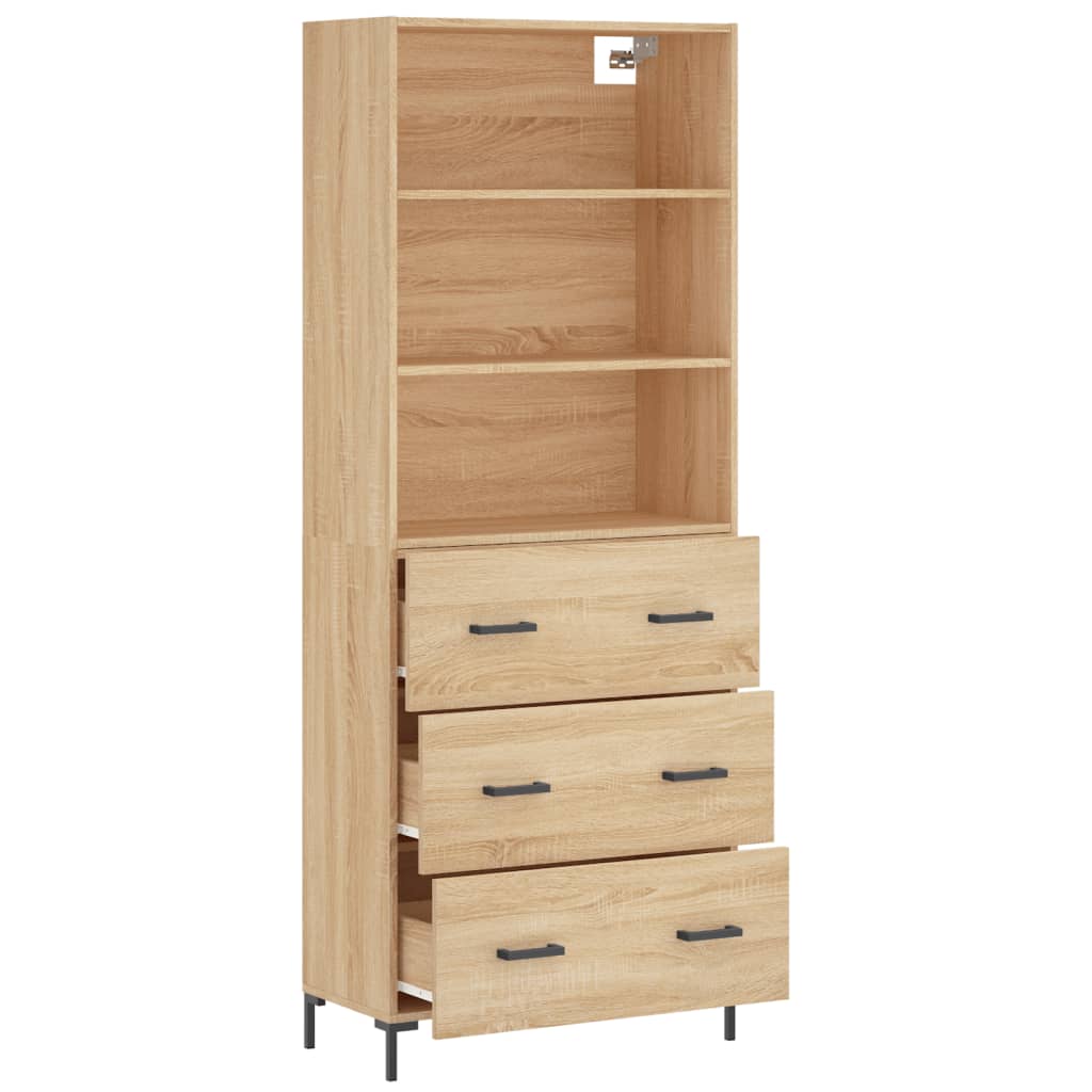 vidaXL Aparador alto madera contrachapada color roble 69,5x34x180 cm