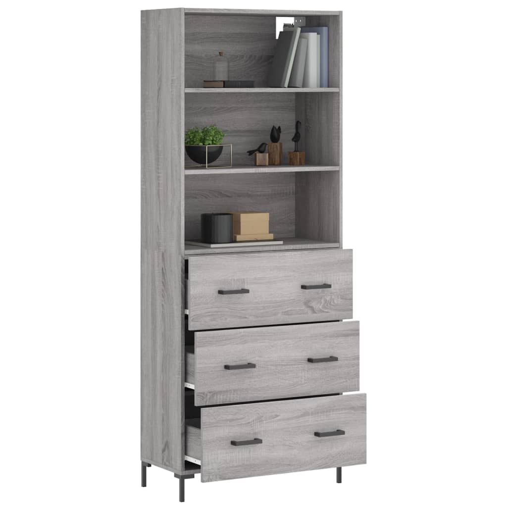 vidaXL Aparador alto madera contrachapada gris sonoma 69,5x34x180 cm