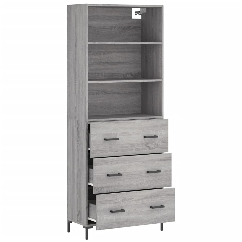 vidaXL Aparador alto madera contrachapada gris sonoma 69,5x34x180 cm