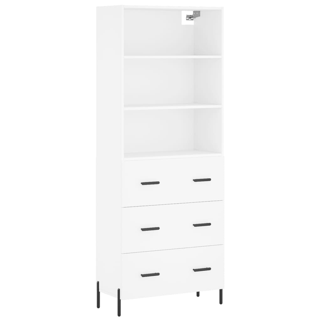 vidaXL Aparador alto madera contrachapada blanco 69,5x34x180 cm