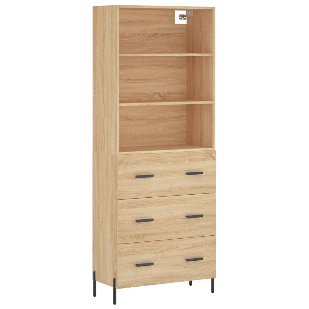 vidaXL Aparador alto madera contrachapada color roble 69,5x34x180 cm