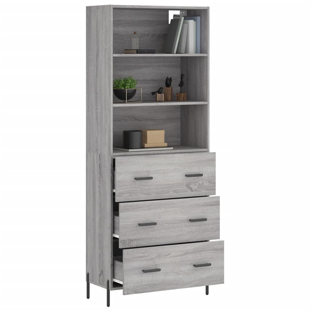 vidaXL Aparador alto madera contrachapada gris sonoma 69,5x34x180 cm